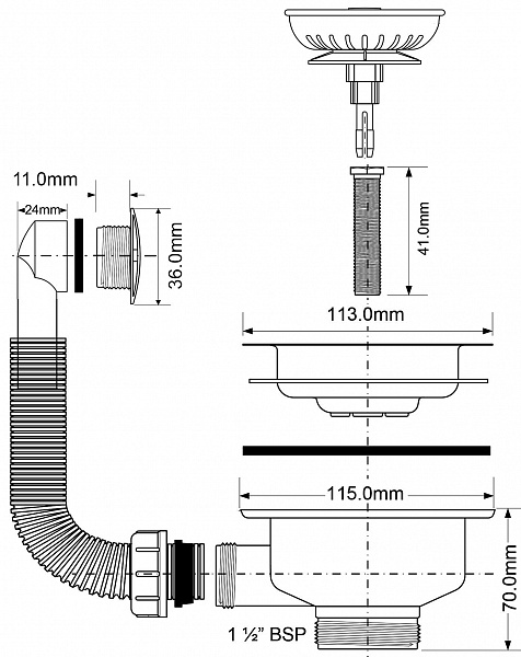 Слив-перелив McAlpine OF2-113SCL