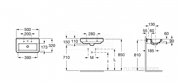 Раковина Roca Dama-N 50х32 327788000