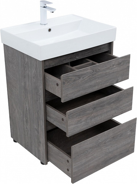 Тумба под раковину Aquanet Nova Lite 60 дуб рошелье (3 ящика) 00302470