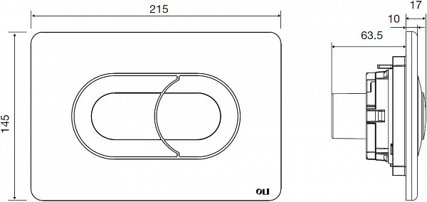 Инсталляция в комплекте с пневматической панелью слива OLI 80 300573pSA00