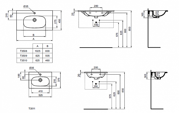 Раковина Ideal Standard Tesi 100 см T350801