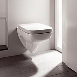 Комплект унитаз подвесной Geberit Renova Compact Square с крышкой-сиденьем и инсталляция Aquatek Slim 