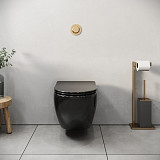 Унитаз GR-4455BS Color (485*365*360) ЧЕРНЫЙ подвесной БЕЗОБОДКОВЫЙ  с тонкой крышкой