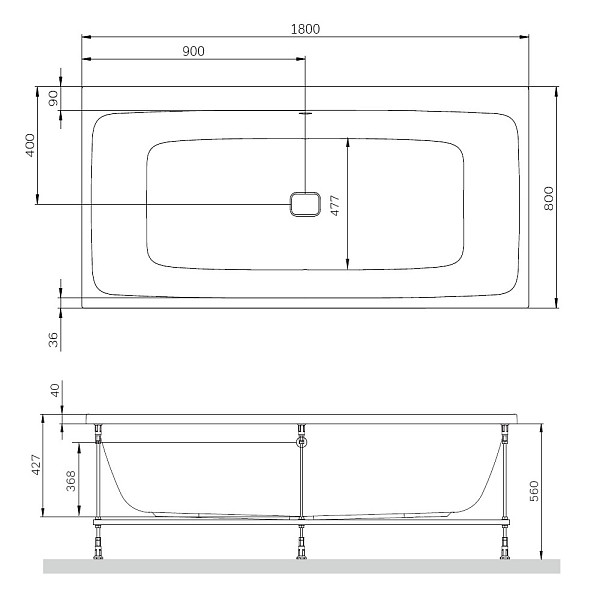 W84A-180-080W-A Func Ванна акриловая 180х80