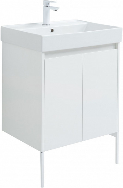 Тумба под раковину Aquanet Nova Lite 60 белый глянец (2 дверцы) 00298847