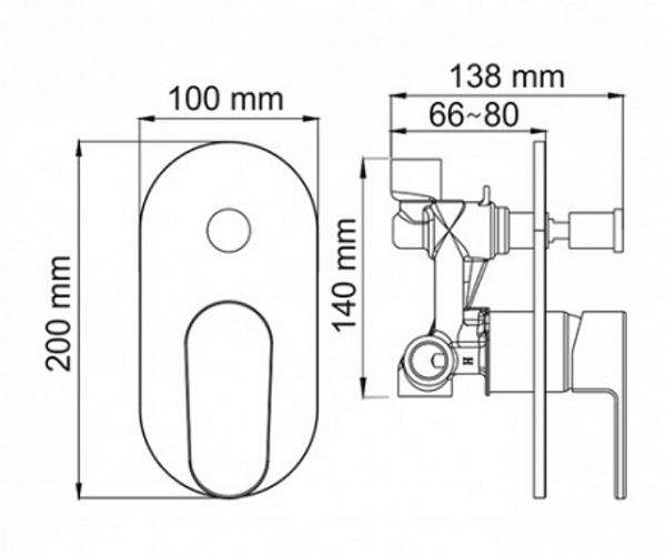 Встраиваемый комплект для душа с верхней душевой насадкой и лейкой Wasserkraft A14129
