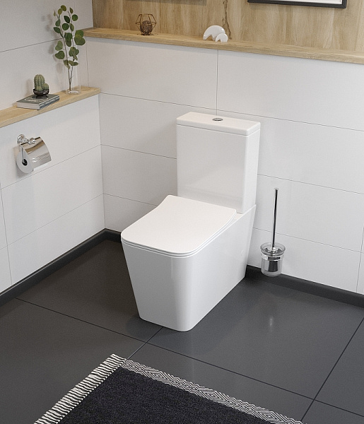 Унитаз-компакт "Koller Pool" KVADRO Rimless, сиденье дюропласт: SoftClose, Take Off, антибактериальное покрытие, система «Антивсплеск», механизм смыва Geberit