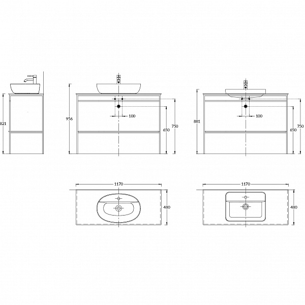 Тумба под раковину Kerama Marazzi Plaza Next 120 см PL.N.120.01\BLK.M