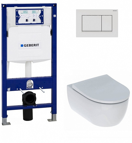 Инсталляция Geberit с безободковым унитазом Geberit iCon, 500.300.01.I, сиденье микролифт, комплект Идеальная пара