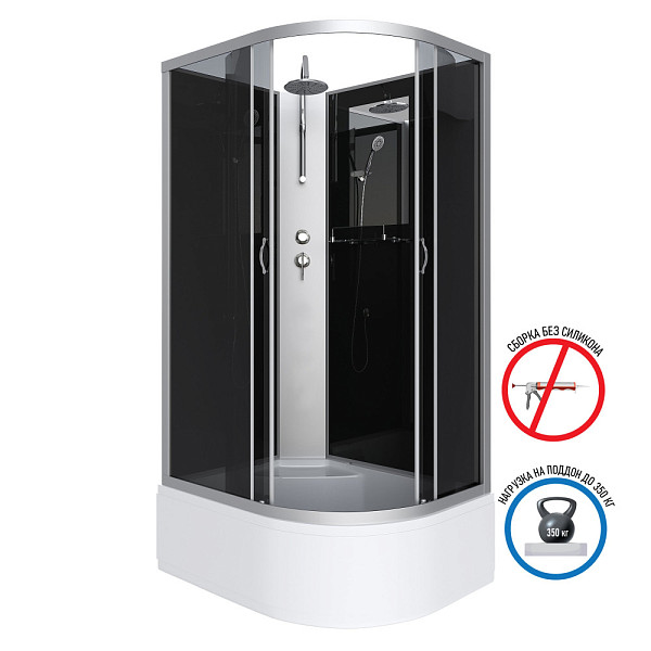 Душ.каб. NG-2510-14LBKT (1200х800х2100-2400) высокий поддон(40см) стекло ТОНИРОВАННОЕ 4 места