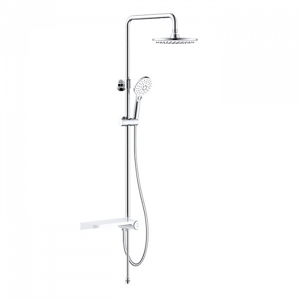 Душевой гарнитур с верхней лейкой, белый, Ray, IDDIS, RAYSW3Fi76