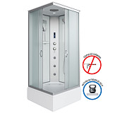 Душ.каб. NG-1108-14F (900х900х2150) средний поддон(26см) стекло МАТОВОЕ 4 места с полкой