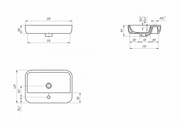 Раковина Cersanit Caspia 60 Square S-UM-CAS60/1-S-w