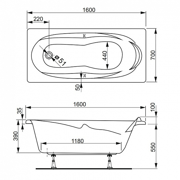 Акриловая ванна Vagnerplast Ultra 150x82 VPBA158ULT2X-04