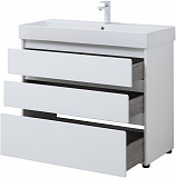 Тумба под раковину Aquanet Nova Lite 100 белый глянец (3 ящика) 00302478