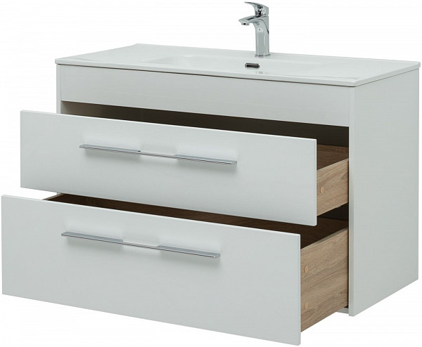 Тумба под раковину Aquanet Августа 100 белый (ручка хром) 00277509