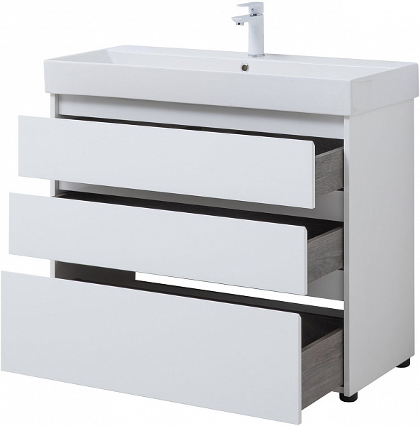 Тумба под раковину Aquanet Nova Lite 100 белый глянец (3 ящика) 00302478