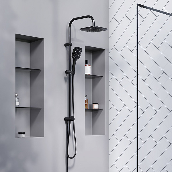 931000300 Eclipse, душ. система: верхний душ 220мм, ручн.душ 3 ф-ии 120 мм, штанга 1010 мм, черный