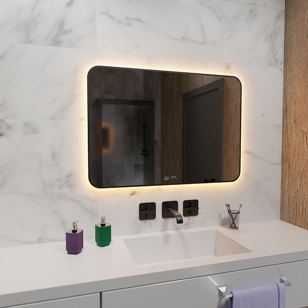 Gryning Зеркало с LED подсветкой и сенсором, 1000х700 черный контур