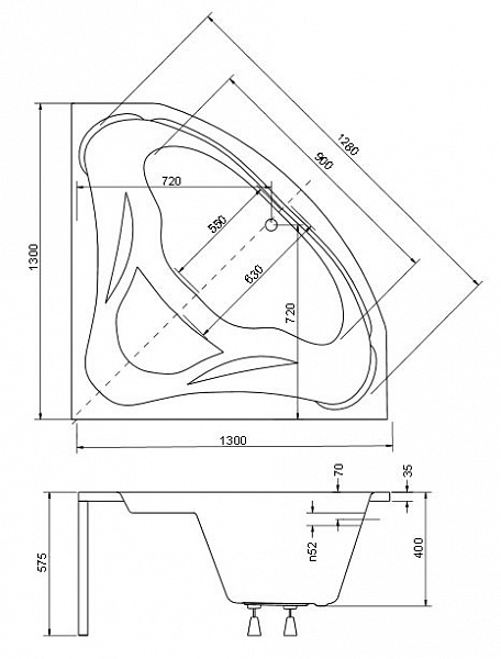 Акриловая ванна Besco Mia 130x130 WAM-130-NS