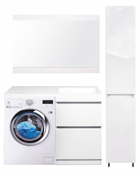 Тумба напольная Style line Даллас 115, Люкс белая, под раковину, PLUS