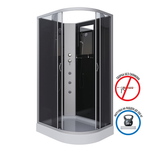 Душ.каб. NG-3512-14LBKG (1200х800х2000) низкий поддон(13см) стекло ТОНИРОВАННОЕ 3 места