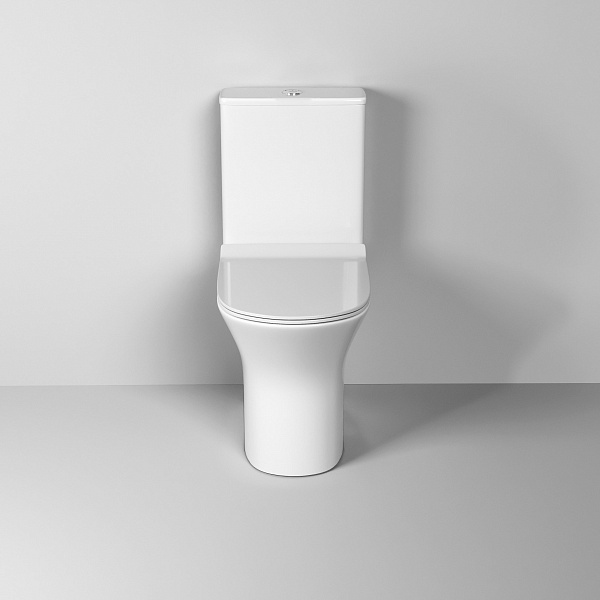 Унитаз Classic GR-4465S (650*340*790) напольный БЕЗОБОДКОВЫЙ с тонкой крышкой, 2 места