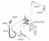 Встраиваемый комплект для ванны с верхней душевой насадкой, лейкой и изливом Wasserkraft А175819
