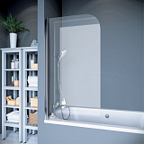 Шторка для ванны "KOLLER POOL" одноэлементная Waterfall Line QP 93 Left 750x1400 не прозрачная Grape 6мм хром