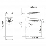 Aisch 5506 Смеситель для биде с донным клапаном Wasserkraft