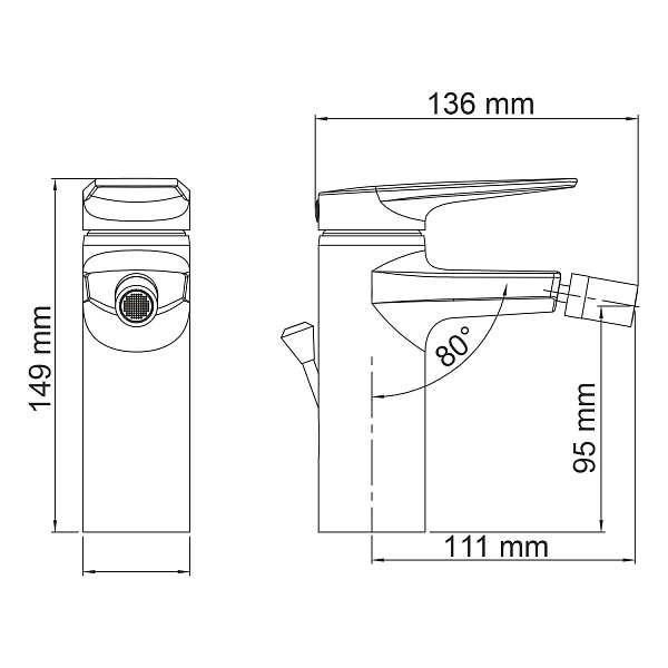 Aisch 5506 Смеситель для биде с донным клапаном Wasserkraft