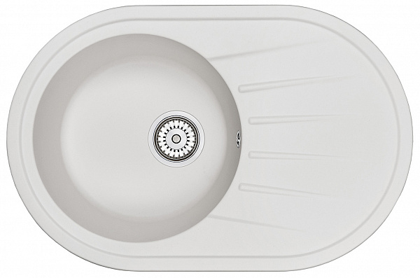 Мойка кухонная Granula овальная кварц 7601, БЕЛЫЙ