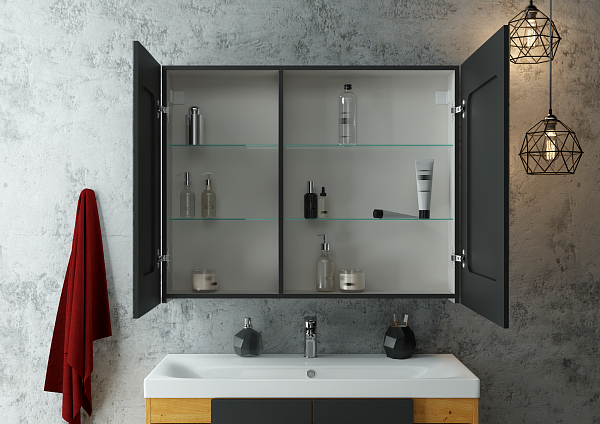 Зеркало-шкаф Континент "Mirror Box black Led" 1000х800