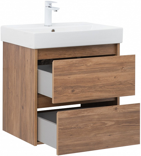 Тумба под раковину Aquanet Nova Lite 60 дуб шоколадный (2 ящика) 00287879