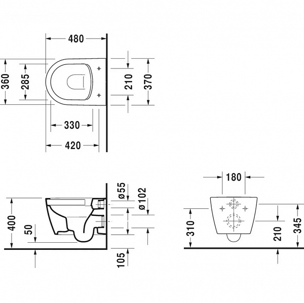 Унитаз Duravit Me by Starck 2530090000 подвесной безободковый