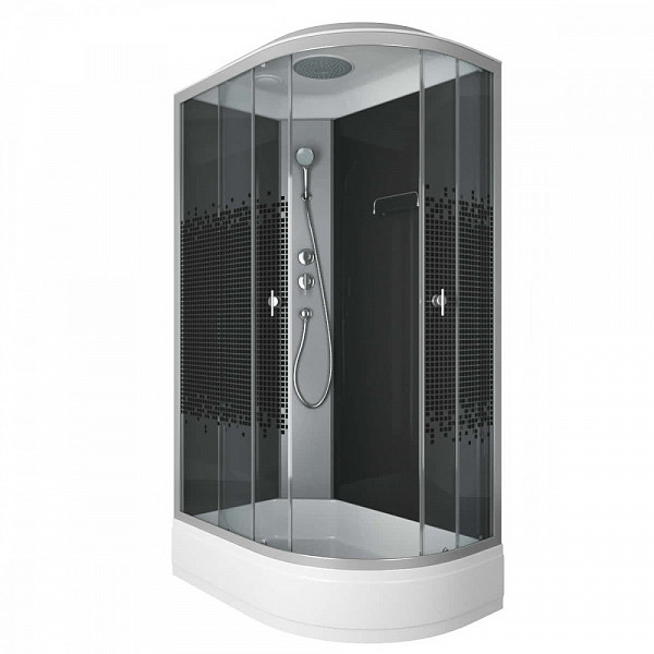 Душ.каб. NG-3524-14L BLACK (1200х800х2150) низкий поддон(26см) стекло  МОЗАИКА 4 места