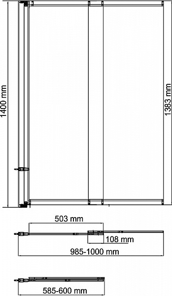 Стеклянная шторка Wasserkraft Dill 61S02-100