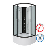Душ.каб. NG-6708-14BKG (900х900х2000) высокий поддон(40см) стекло ПРОЗРАЧНОЕ черные профиля 4 места