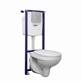 ПЭК Santeri Альфа комфорт 1.3816.4.S00.00B.0 подвесной унитаз + инсталляция + сиденье SC + панель хром