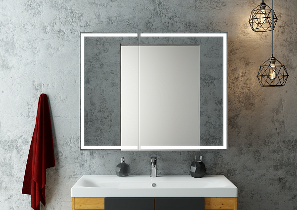 Зеркало-шкаф Континент "Mirror Box black Led" 1000х800