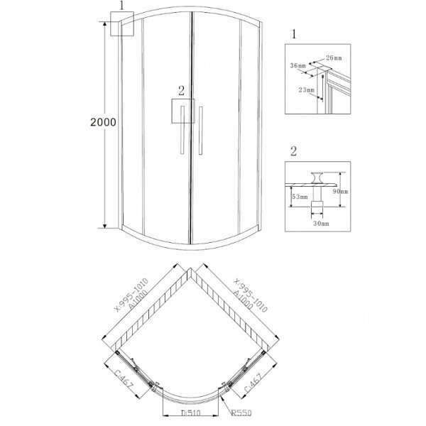 Душевой уголок Grossman PR-100S (100x100x200) Grossman