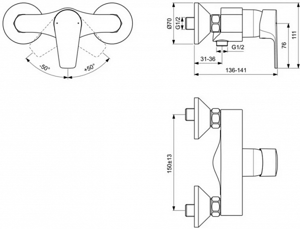 Смеситель Ideal Standard Cerafine D BC493AA для душа
