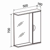 Зеркало со шкафчиком Emmy Милли (Универсальное) 50х70