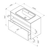 M8FFUX1001WG Func, База с нишей, 1 ящик (pull-out), 100 см, цвет белый глянец