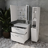 Тумба напольная Style line Каре 80, 2 ящика, Люкс белая, под раковину, PLUS