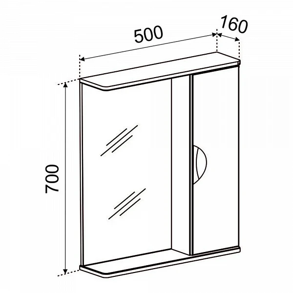 Зеркало со шкафчиком Emmy Милли (Универсальное) 50х70