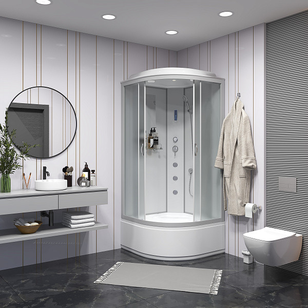 Душ.каб. NG-2309-14F (1000х1000х2150) высокий поддон(40см) стекло МАТОВОЕ 4 места