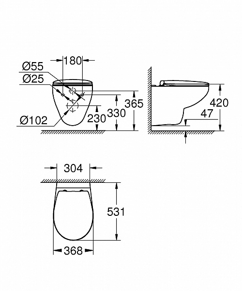 Унитаз подвесной Grohe Bau Ceramic 39351000
