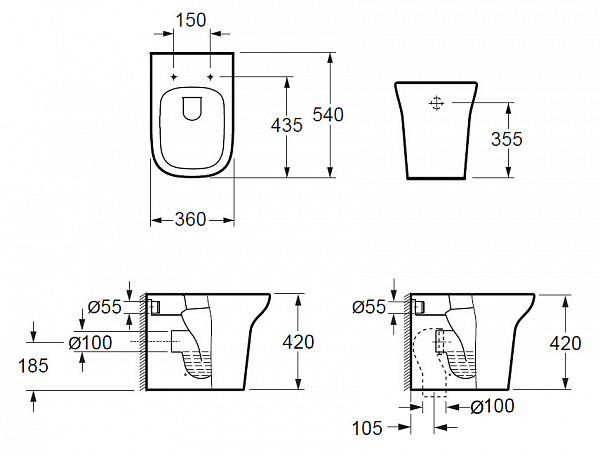 Унитаз приставной Grossman Classic GR-PR3012