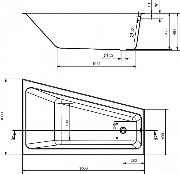 Акриловая ванна Cersanit Crea 160x100 P-WA-CREA*160-RNL Правая